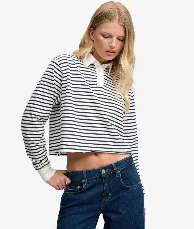 Athletic Essential Cropped Stripe Rugby Top