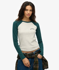 Essential Logo Ribbed Baseball Long Sleeve Top