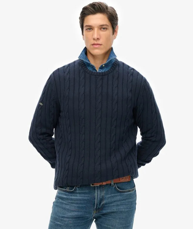 Cotton Classic Cable Knit Crew Jumper