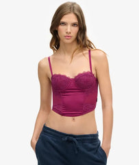 Satin and Mesh Lace Corset Top