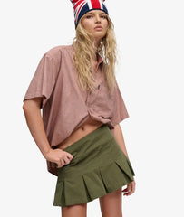 Bench Logo Pleated Peached Mini Skirt