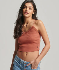 Rib Lace Trim Cami Top