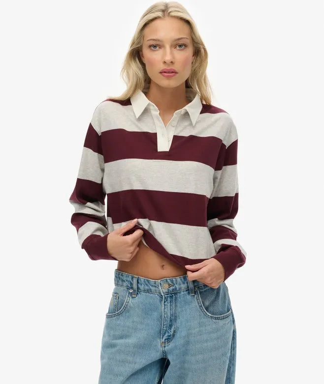 Athletic Essentials Cropped Stripe Rugby Top