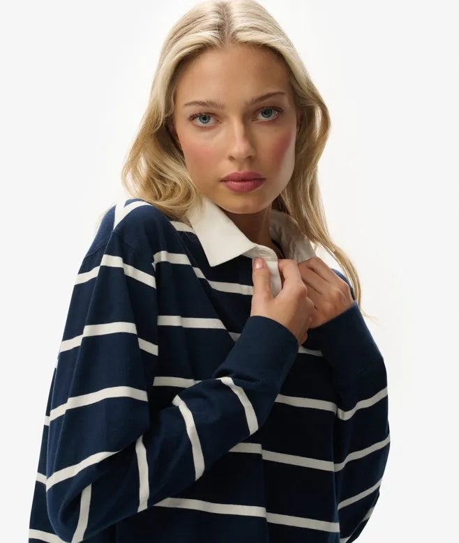 Athletic Essentials Cropped Stripe Rugby Top