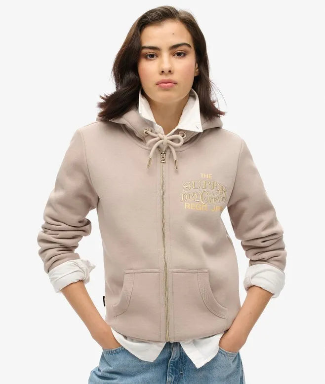 Luxe Metallic Logo Zip Hoodie
