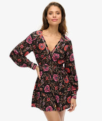 Printed V-Neck Mini Tea Dress