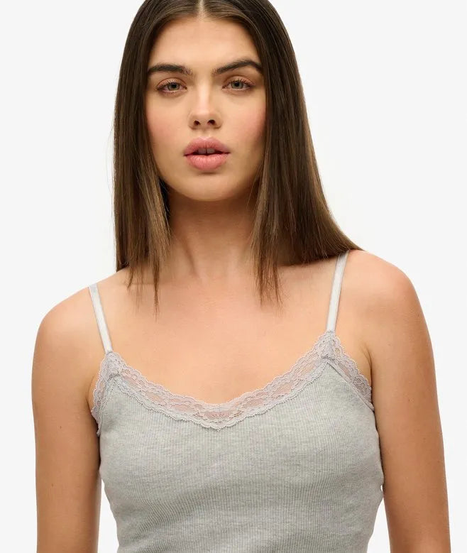 Athletic Essentials Lace Trim Cropped Cami Top