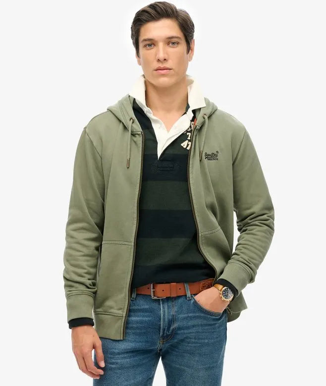 Essential Logo Washed Zip Hoodie