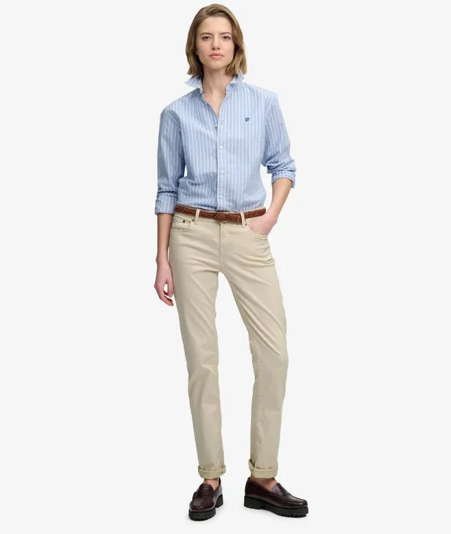 Mid Rise Slim Sateen Pants