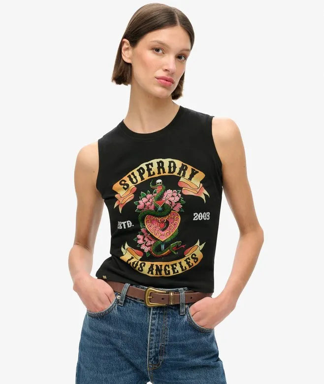 Tattoo Rhinestone Vest