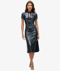 Mandarin Sequin Midi Dress